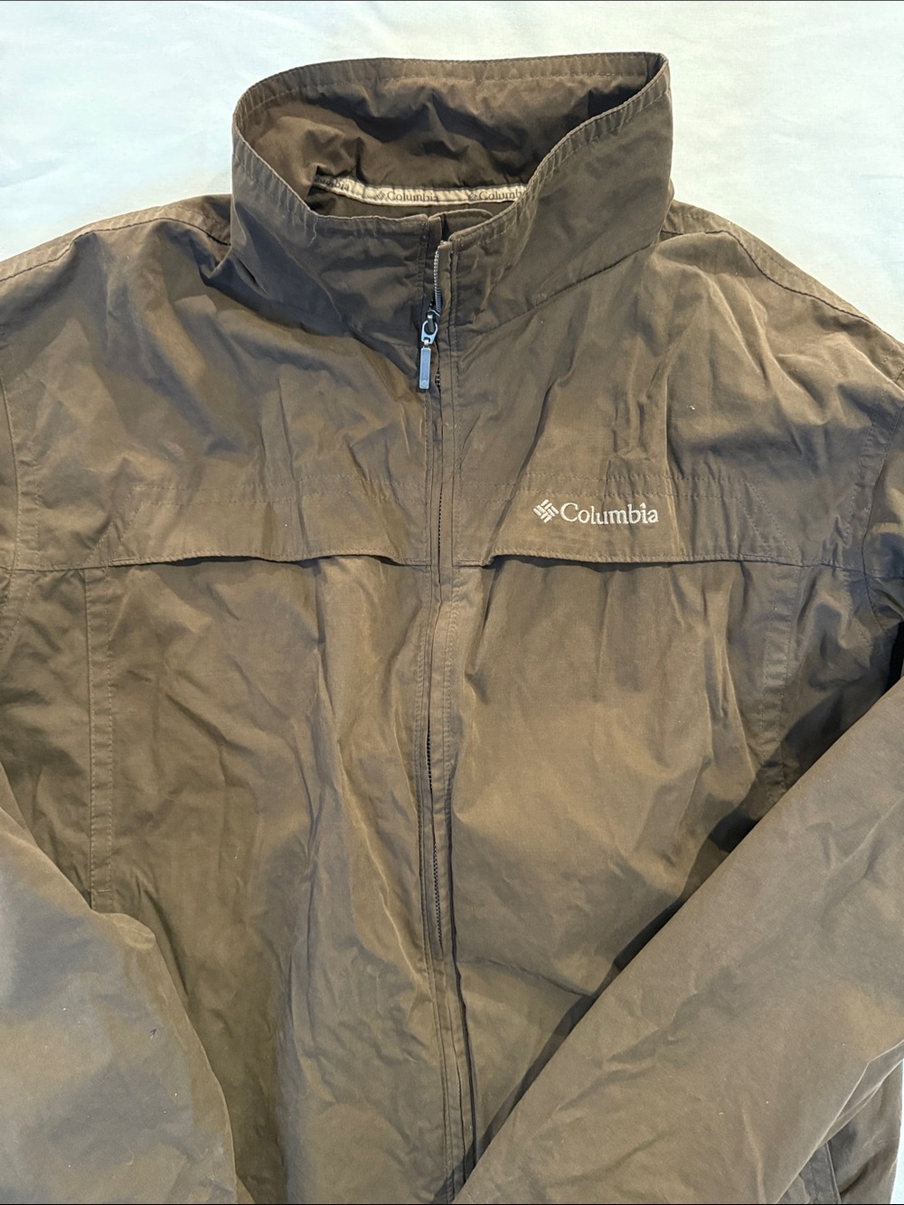 Columbia Sportswear Full Zip Windbreaker Jacket Brown Mesh Lined Men XL